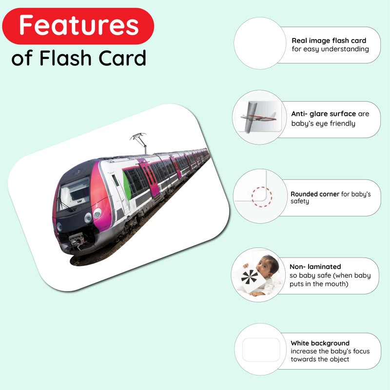 Hungry Brain Transport Flash Cards for Toddler | 24 Double-Sided Educational Cards | Real Picture | Learning Toys for Kids Ages 1-4 | Preschool Learning Gift - Image 5